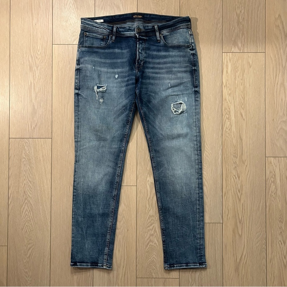 Jack & Jones Slim Fit Glenn Ripped Jeans - Picture 3 of 16